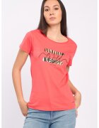 KVL by KENVELO Tricou cu imprimeu text - Coral