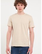 KVL by KENVELO Tricou de bumbac cu decolteu la baza gatului - Bej deschis