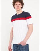 KVL by KENVELO Tricou de bumbac cu decolteu la baza gatului - Rosu/Alb/Albastru ultramarin