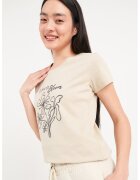 KVL by KENVELO Tricou de bumbac cu imprimeu - Negru/Bej deschis