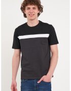 KVL by KENVELO Tricou din bumbac cu decolteu la baza gatului - Negru/Gri antracit