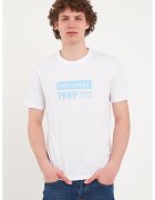 KVL by KENVELO Tricou din bumbac cu imprimeu text - Alb/Albastru glaciar