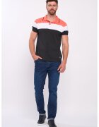 KVL by KENVELO Tricou polo cu aspect pique - Alb/Coral/Negru stins