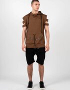 LA HAINE INSIDE US Hanorac unisex cu maneci scurte si decupaje - Maro -