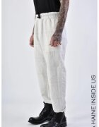 LA HAINE INSIDE US Pantaloni regular fit cu imprimeu în dungi și elastic în talie - Alb
