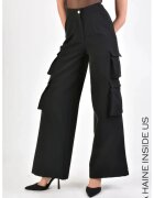 LA HAINE INSIDE US Pantaloni wide leg cargo - Negru
