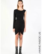 LA HAINE INSIDE US Rochie midi cu drapaj reglabil - Negru