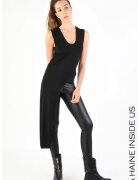 LA HAINE INSIDE US Tricou asimetric cu decolteu în V - Negru