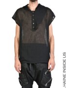 LA HAINE INSIDE US Tricou de vară ușor transparent asimetric fără mâneci - Negru