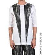 LA HAINE INSIDE US Tricou mulat cu imprimeu minimalist - Alb