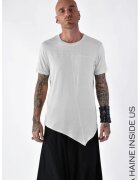 LA HAINE INSIDE US Tricou regular fit asimetric transparent cu guler rotund - Alb