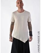 LA HAINE INSIDE US Tricou regular fit asimetric transparent cu guler rotund - Bej