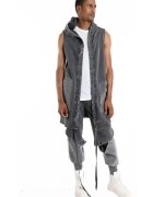 LA HAINE INSIDE US Vesta unisex din denim cu gluga -