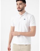 LA MARTINA Tricou polo din bumbac si material pique - Alb optic/Bleumarin