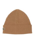 Lacoste Caciula unisex striata de lana - Maro camel