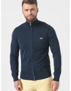 Lacoste Cardigan tricotat fin cu fermoar - Verde/Bleumarin