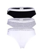 Lacoste Chiloti brazilieni din amestec de bumbac cu banda logo in talie - Alb/Negru