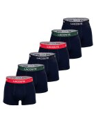 Lacoste Set de boxeri cu logo - 6 perechi - Rosu/Verde/Albastru inchis