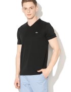 Lacoste Tricou din bumbac cu decolteu in V - Negru