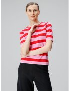 Laneria Tricou de bumbac in dungi - Rosu/Roz