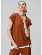 Laneria Tricou uni de in cu decolteu rotund - Caramel