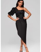 Larica Rochie de seara Maxi asimetrica LA-OM-DLR216 - Negru