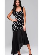 Larica Rochie eleganta asimetrica cu aplicatii si fusta vaporoasa LA-OM-DLR245 - Negru