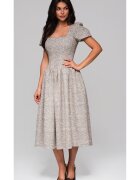 Larica Rochie midi cu maneci bufante si decolteu patrat LA-OM-DLR220 - Gri