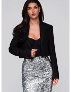 Larica Sacou scurt elegant cu floare cusuta LW-BLZB-0100 - Negru