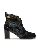 Laura Vita Botine dama - piele naturala - imprimeu floral - toc stabil - negru