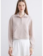LC WAIKIKI Bluza de trening crop cu fermoar scurt si talie ajustabila - Roz pal