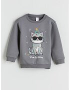 LC WAIKIKI Bluza de trening cu decolteu la baza gatului si imprimeu grafic - Gri/Gri deschis