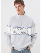 LC WAIKIKI Bluza de trening cu fenta scurta cu fermoar - Alb/Gri deschis/Albastru royal