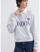 LC WAIKIKI Bluza de trening polo varsity cu broderie - Gri deschis melange