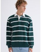 LC WAIKIKI Bluza polo cu dungi - Alb/Verde inchis