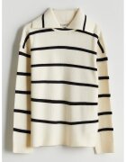 LC WAIKIKI Bluza polo cu model in dungi - Alb fildes/Negru