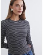 LC WAIKIKI Bluza slim fit in dungi - Alb/Gri antracit