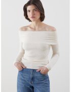 LC WAIKIKI Bluza striata cu decolteu pe umeri - Crem