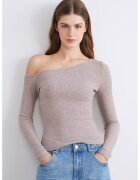 LC WAIKIKI Bluza striata cu decolteu pe un umar - Bej