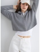LC WAIKIKI Cardigan crop cu gluga din amestec de lana - Gri melange