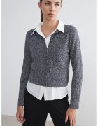 LC WAIKIKI Cardigan cu decolteu la baza gatului si nasturi - Gri inchis melange