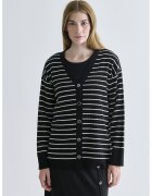 LC WAIKIKI Cardigan lejer cu model in dungi - Negru