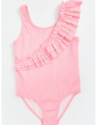 LC WAIKIKI Costum de baie intreg striat cu garnitura cu volane - Roz deschis