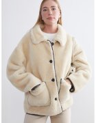 LC WAIKIKI Haina scurta din blana shearling sintetica - Alb fildes