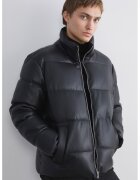 LC WAIKIKI Jacheta de piele ecologica cu guler inalt - Negru