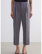 LC WAIKIKI Pantaloni crop cu croiala dreapta si detalii cu pensa - Gri inchis