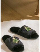 LC WAIKIKI Papuci pufosi cu varf decupat si model tematic de Craciun - Negru