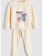 LC WAIKIKI Pijama cu model grafic si pantaloni lungi - Gri/Portocaliu pal