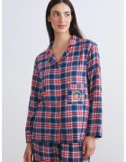 LC WAIKIKI Pijama in carouri cu pantaloni lungi - Alb/Rosu inchis/Bleumarin