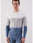 LC WAIKIKI Pulover colorblock de bumbac - Albastru inchis/Alb murdar/Gri deschis melange
